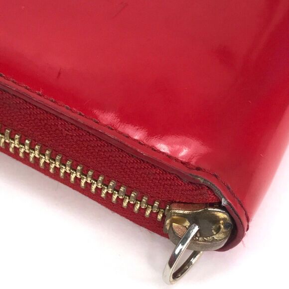 Kate Spade Red Patent Leather Embossed Zip Around Clutch Credit Card Wallet - Picture 6 of 11